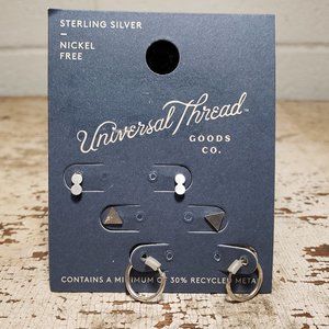 Universal Thread ~ Sterling Silver ~ 3 Pair Earrings
